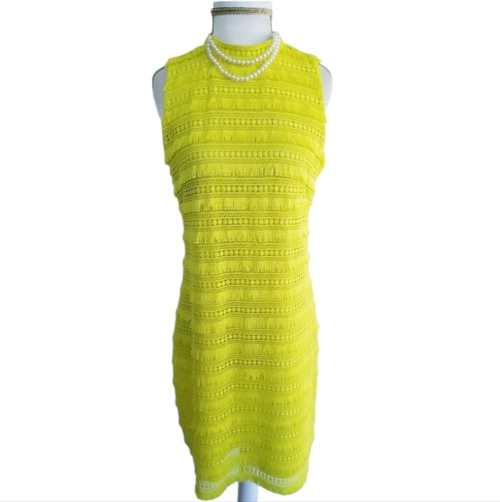 NWT J. Crew Yellow Crochet Lace Fringe Sleeveless Dress